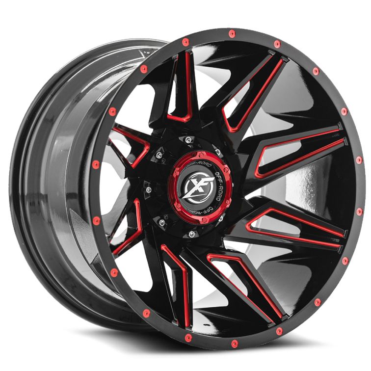 XF Off-Road XF-218  Gloss Black Red Milled