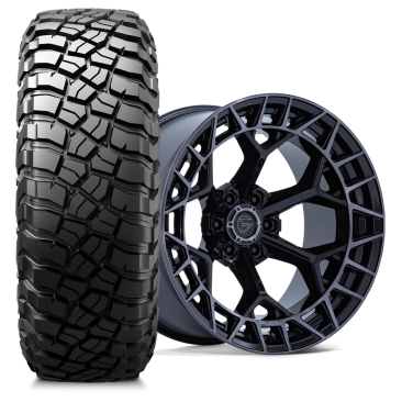 Fuel FC873 CHARGER + BFGoodrich Mud Terrain T/A KM3 Gloss Black Brushed Face Dark Tint
