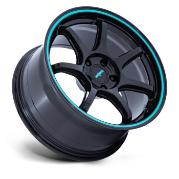 Rotiform RC208 BPU  Gloss Black W/ Teal Stripe