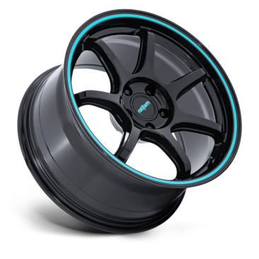 Rotiform RC208 BPU  Gloss Black W/ Teal Stripe