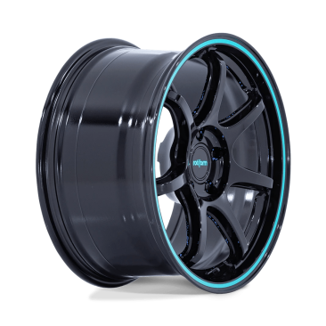 Rotiform RC208 BPU  Gloss Black W/ Teal Stripe